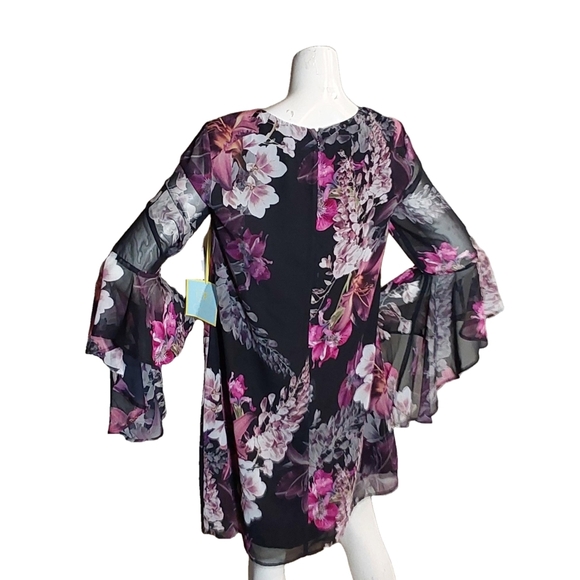 Cece Floral Black and Pink Women's Dress Size 8 - Picture 2 of 4